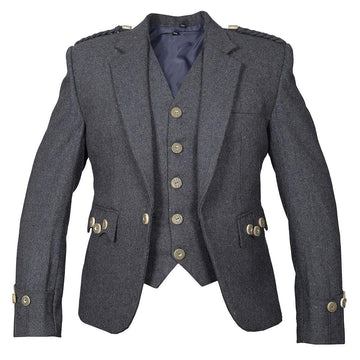 Grey Argyll Jacket And Vest Pure Blazer Wool - biznimart